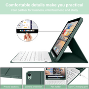 Kenke iPad Keyboard Case, Bluetooth Detachable, Compatible with iPad (A16) 11th Generation 11 inch 2025 and iPad 10th Generation 10.9 inch 2022, Dark Green and White, Pencil Holder, Flip Stand