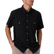 Burlebo Men's Performance Western Shirt, Black, Short Sleeve, Pearl Snap Button-Down, Spread Collar, 2XL, PWS-BLK