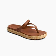 Reef Vista Carmen Women's Sandals, Vegan Leather with Raffia Wrapping, Cushioned PU Footbed, Flexible Rubber Outsole, Cocoa, Size 6M, CJ6486
