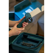 TINKR Cordless Brushless Power Drill, 12V, 30 Torque Settings, Dual Speed, LED Display, USB-C Rechargeable, Soft Grip, Green, Complete 18-Piece Kit, TNKR-CD-12-B