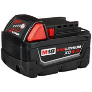 Milwaukee Power Tool Battery M18 Redlithium 5.0Ah 18V with REDLINK Intelligence and Onboard Fuel Gauge 48-11-1850