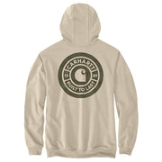 Carhartt Sawyer Camo Hooded Sweatshirt, Men's, Oat Milk, Relaxed Fit, Kangaroo Pocket, 107461