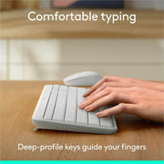 Logitech MK250 Bluetooth Wireless Keyboard and Mouse Combo, Compact Full-Size Keyboard with Numpad, Ambidextrous Mouse, Spill-Resistant Design, Off-White