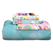 Gabby's Dollhouse Kids Bed in a Bag Bedding Set, Reversible Comforter with Character Artwork, Blue and Pink, Twin, 6B494C