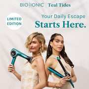 Bio Ionic 10X Styling Iron Flat Iron with Sonic Vibrating Plates, Curved 1-Inch Ceramic, Ion Generating Mineral Complex, Teal Tides Limited Edition, Z-10XFI-1.0-TT-AZ
