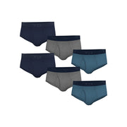 Wrangler Men's Cotton Stretch Brief Set for Men, XL, 6 Pack, Navy, LT Grey Heather, Elemental Blue