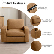 Coolhut 360 Swivel Accent Chair, Upholstered Beige Fabric, 36.2 in Wide, Sturdy Wood Frame with Metal Legs