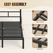 HOMSHADE Queen-Size w/2 Storage Tiers, 49.2-Inch Tall LED Teadboard Frame, Black