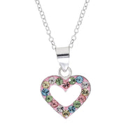 Brilliance Fine Jewelry Girls Sterling Silver Crystal Heart Pendant 18