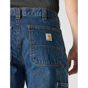Carhartt Men's Loose Straight Denim Dungaree Jeans, Canal Medium Wash, 48W x 32L, 100% Cotton, Utility Pockets, Hammer Loop, 104941
