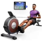 MERACH R02Black Magnetic Rowing Machine 350lbs Weight Capacity, 16 Levels, Black