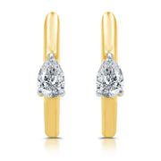 Brilliance Fine Jewelry 1/3 Ct Lab Grown Diamond Women's 14k Gold Plated Pear Hoop Huggie Earrings -Sterling Silver