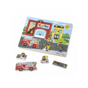 Melissa & Doug Around the Fire Station Sound Puzzle - Wooden Peg Puzzle (8 pcs)