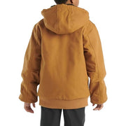 Carhartt Boys Flannel Quilt-Lined Hooded Canvas Jacket, Insulated Pockets, Brown, X-Large, CP8545