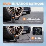 Loheer Tire Inflator Portable Air Compressor for Car Tires 150PSI Cordless with Battery and 12V DC, with Pressure Gauge