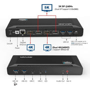 WAVLINK UG69PD2 USB C Docking Station Dual 4K DP/HDMI Monitor with 65W Power Delivery, Black