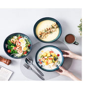 Vancasso  VC-JASMIN-SDW Malacasa Pasta Bowl, Set of 6 Ceramic Bowls for Salad and Soup, Large 38 oz Serving Bowls for Kitchen, Dishwasher and Microwave Safe Dish Set, Green