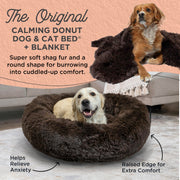 Best Friends by Sheri Donut Shag Pet Bed and Blanket Set, Orthopedic Support, Dark Chocolate, Large 36x36x9 in, 5033