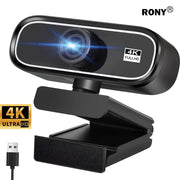 RONY v 4K Webcam with Auto Focus & Noise-Canceling Mic