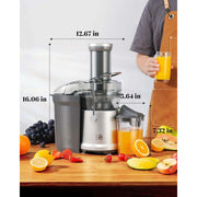 Shardor XJDZZJ2106 Centrifugal Juicer Machine, 1200W Full Copper Motor, Wide 3.2-Inch Feed Chute, Dual Speed Settings, 22 oz Juice Jug with Foam Separator, Silver