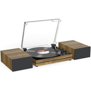 RetroAudio Vinyl Record Player Bluetooth Turntable with External Speakers, Cyan