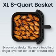 Chefman Crispinator 8-Quart 7-in-1 Air Fryer with Powerful Whisper-Quiet DC Motor, 450F Max Temperature, Concrete