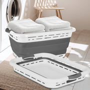 Black+Decker Collapsible Laundry Basket, Slim Rectangle, Gray, Space-Saving Design with Carrying Handles