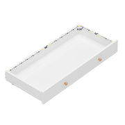 Buzz & Bloom Small Kids 3-Drawer Wood Dresser Chest, White and Natural, Child-Safe Interlocking Drawers, Solid Rubberwood Legs