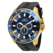 Invicta Pro Diver Men Chronograph Quartz Watch, 50mm Gold-Tone Stainless Steel Case, Blue Dial, VH63 Movement, 37185