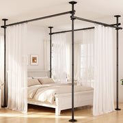 SUNALLY Room Divider Curtain Rod, Adjustable 4-10ft Height, 28-171in Width, Heavy Duty Floor to Ceiling Tension Rod, Black