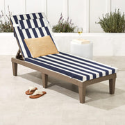 Geemuslly Outdoor Chaise Lounge Cushion, Waterproof, Fade Resistant, Non-Slip with Ties, Navy Blue and White Stripes, 72x21 in