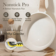 Carote A02656 Nonstick Pots and Pans Set, 10 Pcs Granite Stone Kitchen Cookware Sets (White)