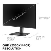 ViewSonic VG2758-2K 27 Inch QHD IPS Docking Monitor, 100Hz Refresh Rate, USB-C 100W Charging, 5-Port USB Hub, HDMI, DisplayPort, Ergonomic Stand, Black