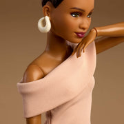 Mattel Barbie Basics Collectible Doll 08, Brunette Hair, Tan Dress, Strappy Cream Heels, Made-to-Move Petite Body, JJX27