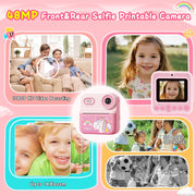 ALLJOY 202588  Instant Print Kids Camera, 12MP, 1080P HD Video, 2.4-Inch IPS Screen, 16X Digital Zoom, Thermal Black-and-White Photo Printer, 64GB SD Card Included