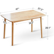 Susuzi 47in Solid Oak Dining Table, Mid-Century Modern Wood Kitchen Table, Natural Finish