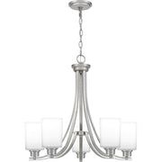 Quoizel Pruitt 5-Light Chandelier, 26 Inch, Brushed Nickel, Transitional Style, PRUO5026BN