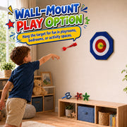 Plustopoy Axe Throwing Game Set, 3-in-1 Outdoor Target with 3 Plastic Axes, 3 Star Darts, Adjustable Stand up to 53 in, Portable, Blue
