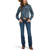Wrangler Retro Western Long-Sleeve Snap-Down Shirt for Ladies - Denim - XXL