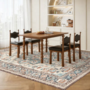 Gianna 9x12 FT Polyester Area Rug, Low-Pile, Machine Washable, Non-Slip Backing, Durable Edge Binding, Vintage Style, Blue