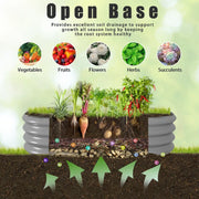 TRAMULL LJL-013 8X3X2ft Galvanized Raised Garden Bed Oval Above Ground Modular Metal Outdoor Planter Boxes Quartz Grey