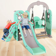 LAZY BUDDY KT-CS18 5 in 1 Slide and Swing Set for Toddlers, Green