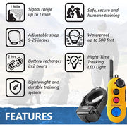 E-Collar Technologies EZ-900 Easy Educator Dog Training Collar, -Mile Range, Waterproof, Static Vibration and Tone Modes, Biothane Strap