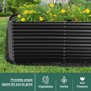 Land Guard Raised Rectangle Garden Bed, Durable Galvanized Metal, Rust-Resistant Powder Coating, 8x4x3ft, Deep 3ft Growing Depth, Easy Assembly, Silver
