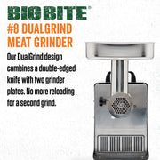 LEM Products BigBite DualGrind #8 Electric Meat Grinder, 0.50 HP, Stainless Steel, 1784