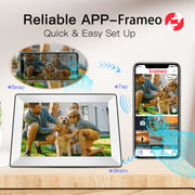 SBUSFGT Frameo Digital Picture Frame, 10.1 in 1280x800 IPS HD Touchscreen, Wi-Fi Photo and Video Sharing, 16GB Storage, Auto-Rotate, White XU-0101