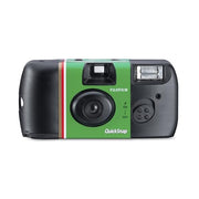 Fujifilm QuickSnap Flash 400 Disposable Camera with Built-in Flash, ISO 400 Color Film, 27 Exposures, Black and Green