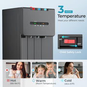 Simzlife WC-C Water Dispenser, Self-Cleaning Bottom Loading, 3 Temperature Settings, Black & Silver, 41