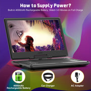 DR. J Professional P2 14 Inch Portable DVD Player with Swivel Screen and Remote Control, Black