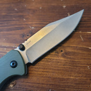 Ozark Trail ELEVATION Sandvik 12c27n Green G10 Orange Backspacer Folding Knife
